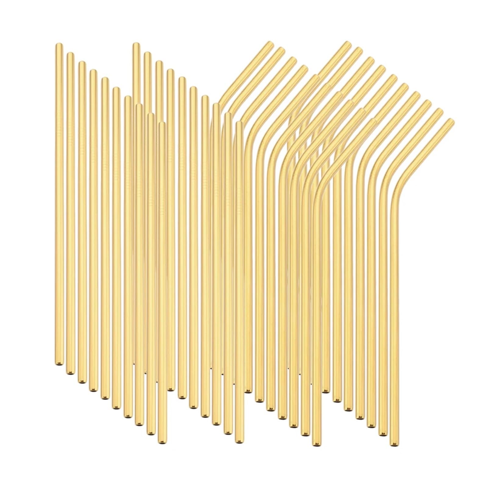 Edelstahl Strohhalm Set 40Pcs Regenbogen Wiederverwendbare Trinkhalme Metall Strohhalme 304 Edelstahl Set Bar Cocktail for Gläser Drinkware