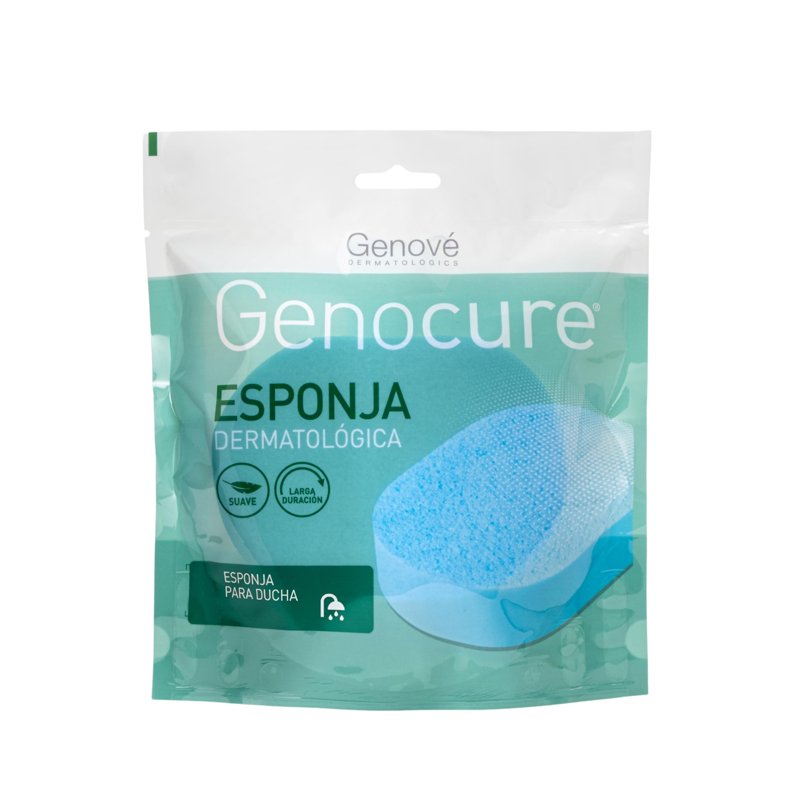 GENOCURE | Esponja Dermatológica Ducha | Limpieza Extraordinariamente Suave | Pieles Finas y Delicadas | Larga duración