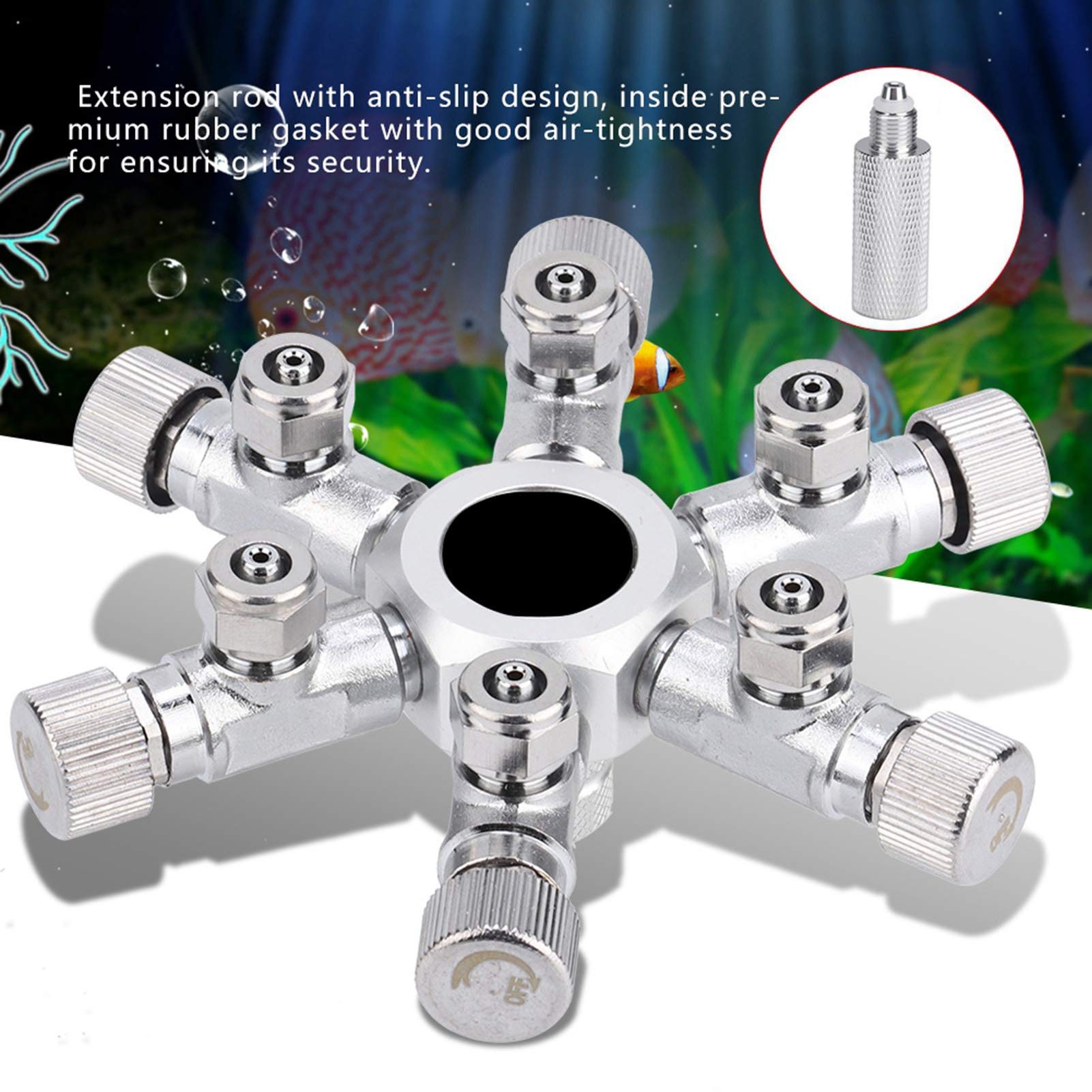 Regolatore Valvola Splitter CO2 per Acquario, Lega di Alluminio Leggera e Resistente, Controllo Preciso del Flusso per Acquariofili (6 passaggi)