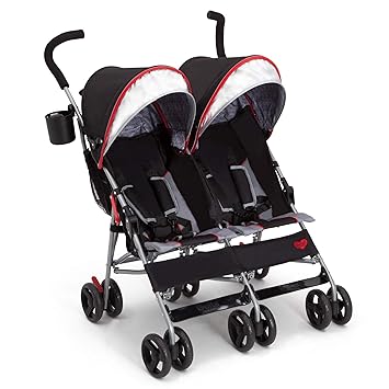 red and black double stroller