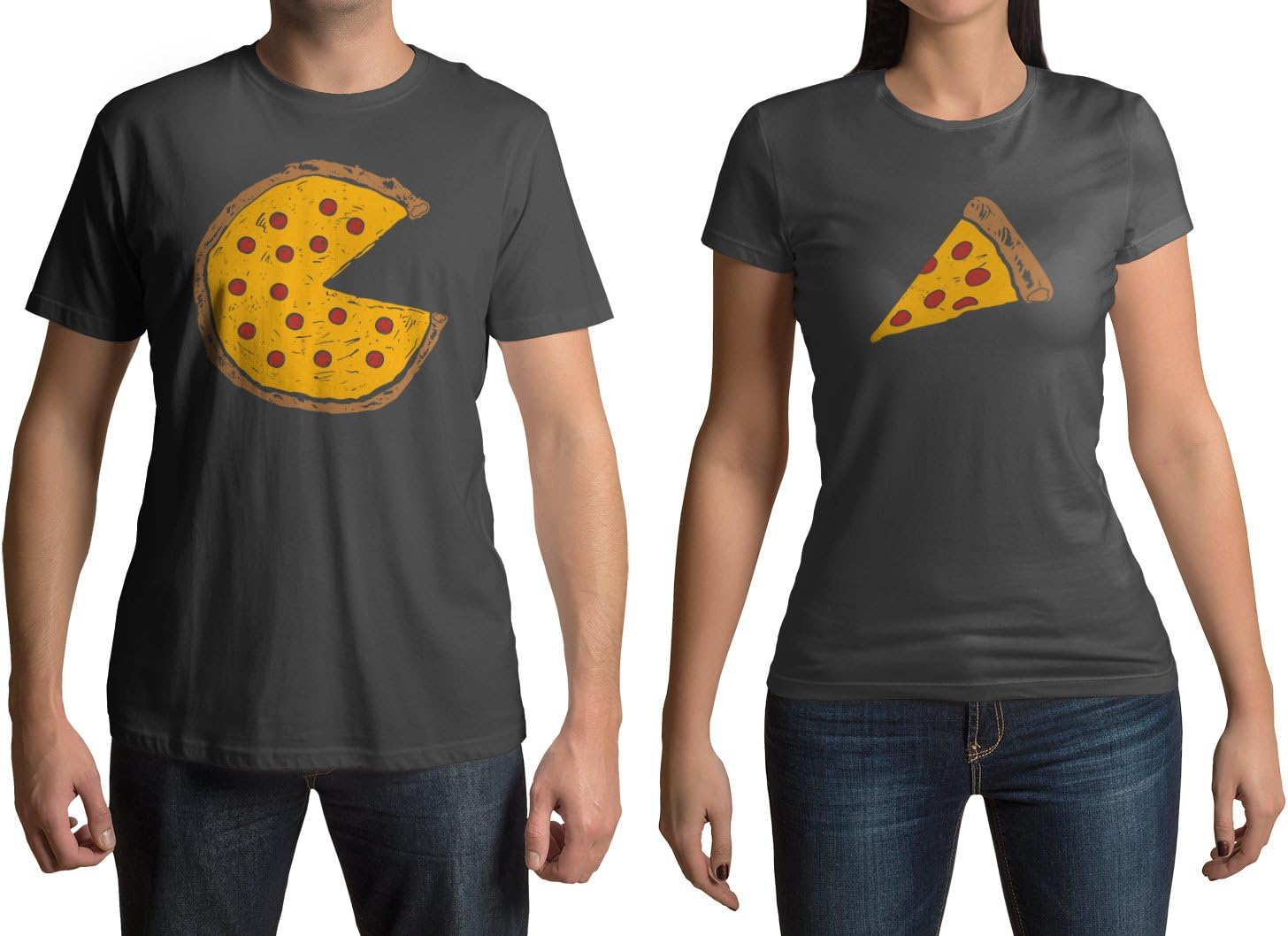 Pizza Pie & Slice Men's & Women's Matching Couples T-Shirt Set