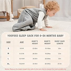 Yoofoss Baby Sleep Sack 6-12 Months TOG 2.5 Winter Baby Wearable Blanket, 100% Organic Cotton Infant Toddler Sleeping Sack 2-Way Zipper Warm Quilted Sleep Sack