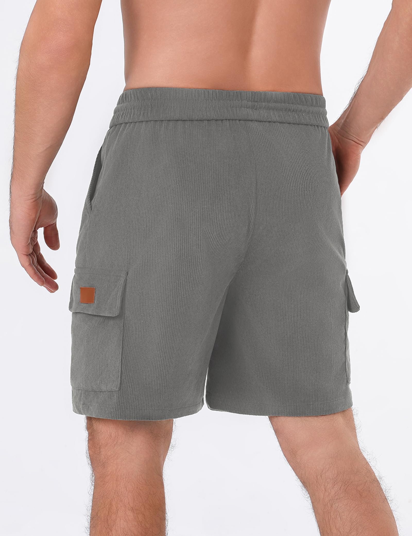 iClosam Velours Côtelé Short Homme Casual Chino Corduroy Shorts Court Homme Short Cargo Casual Court Shorts Ete Bermuda Pantalon avec Poches