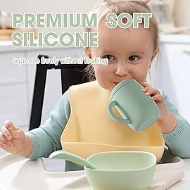 Cuddle Campus Sippy Cups 7OZ, [4 in 1] Baby Cups, Shatterproof Silicone Straw Cup,Open Cup for 6M, 6M+,6-12 Months,1/1+ Year Old Baby,Toddler