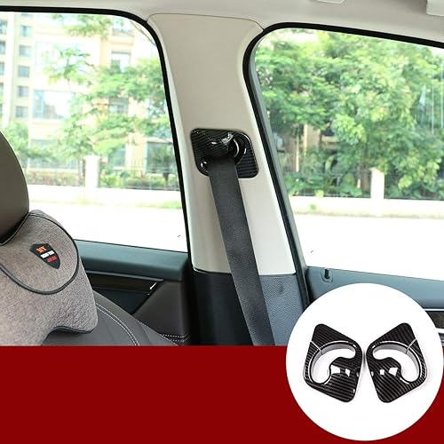 YIWANG Estilo de fibra de carbono ABS cinturones de seguridad del coche cubierta decorativa Trim 2 unids para BMW X5 F15 2014 2015 2016 2017 2018