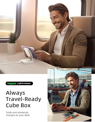 Miniatura 6 de LISEN Estación de carga 3 en 1 para dispositivos Apple, almohadilla de carga inalámbrica Magsafe para iPhone, estación de carga inalámbrica de viaje