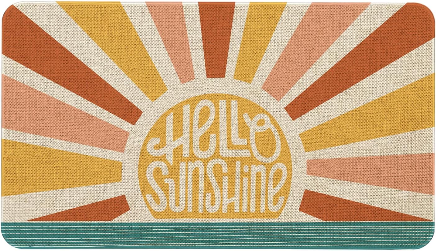 Roszwtit Spring Summer Door Mat 30 X 17 Inch Hello Sunshine Doormat Indoor Outdoor Entrance Floor Mat Non Slip Spring Summer Decor Rubber Welcome Mats