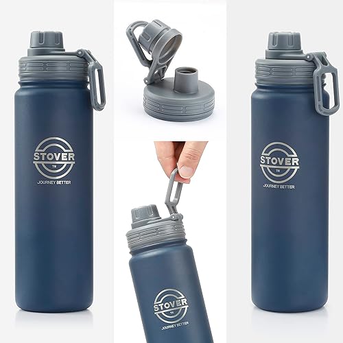 Miniatura 5 de STOVER Botella de agua aislada, acero inoxidable de 25 onzas, doble pared, al vacío, boca ancha, tapa de boquilla a prueba de fugas con asa, ideal