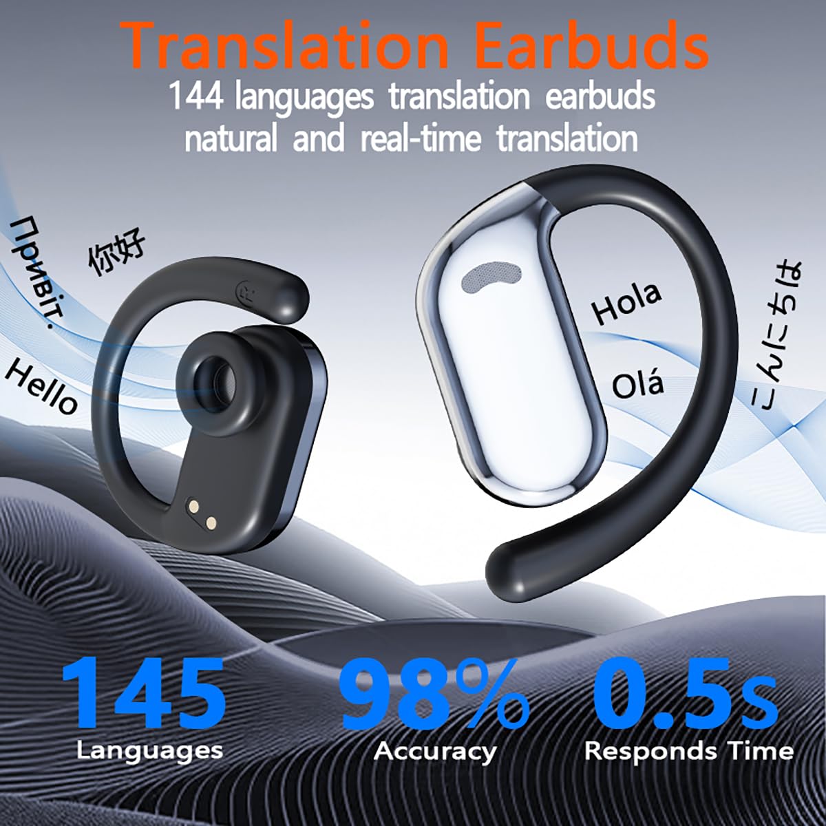 Auricolari Traduttore Linguistico, Dispositivo Traduttore Linguistico Bluetooth Con 144 Lingue Online, Traduzione Simultanea In Tempo Reale, Traduttore Vocale Per IOS E Android - Foto 5