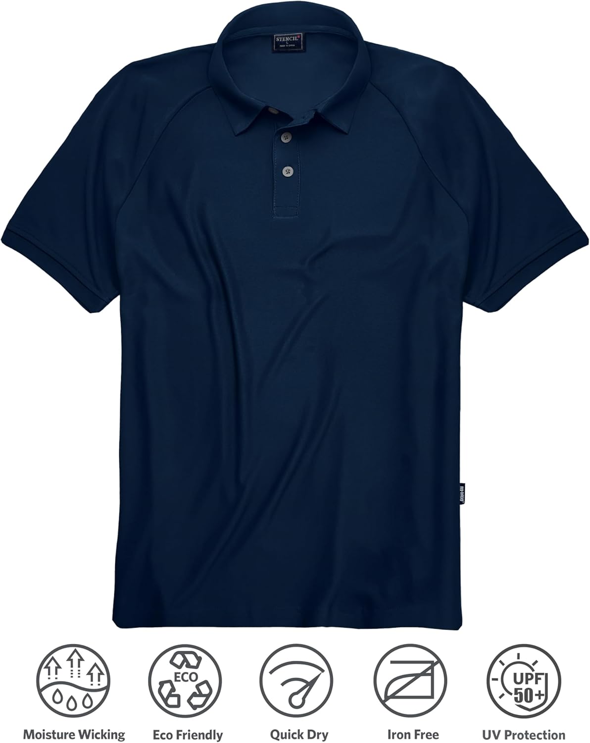 STENCIL Infinity Men's Performance Polo Shirt CoolDry Fabric Quick‑Dry Odor‑Free 60% Recycled PET Sustainable UPF 50+ - Image 6