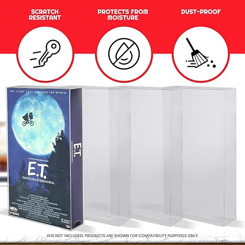 Vista 6 de EVORETRO VHS - Almacenamiento de cinta de casete 0.014 in de plástico transparente PET bolsas de venta al por menor compatibles con Star Wars, Lion