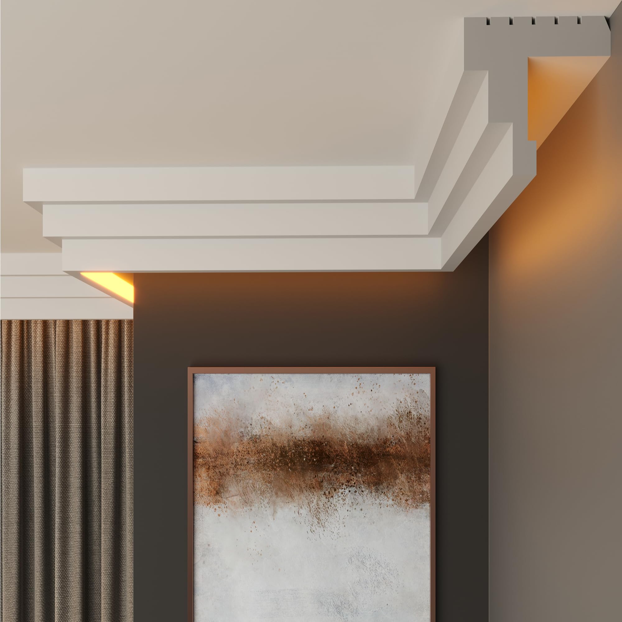 FAST DECOR LED Cornice Coving for Ceilings, Premium Extruded Polystyrene Ceiling Moulding Trim, Lightweight and Paintable Decorative Coving, Durable LED Lighting Coving (CLP20, 6M (3 Length))