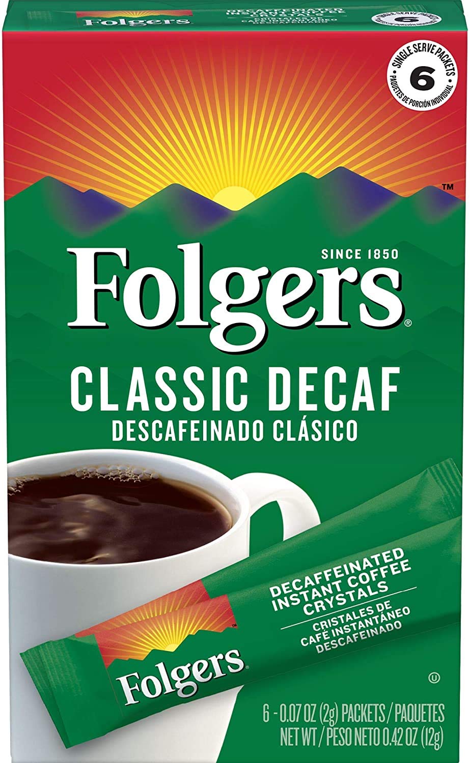 Buy Folgers Decaf Classic Roast Instant Coffee SingleServe Packets, 0.