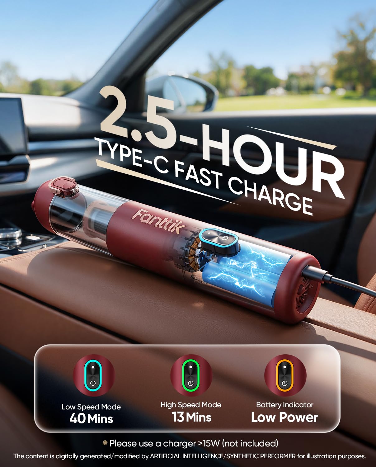 Amazon | Fanttik Slim V8 Apex ハンディクリーナー 車用掃除機 19KPa