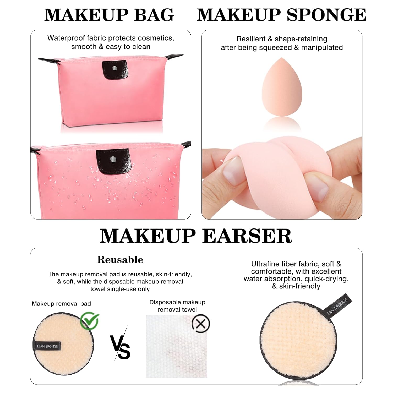 Cream Contour Stick Make Up Kit for Women, Make Up Present Set Includes Highlighter Stick, Blush Stick, Bronzer Contour Stick, Foundation, Face Primer, Brush, Sponge, Cosmetic Bag for All Skin - Image 6