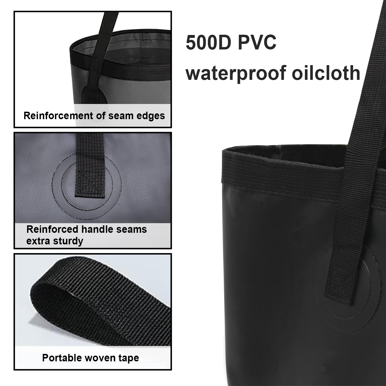 JDBlissful Collapsible Bucket with Handle 12L 20L Premium Folding Water Bucket Outdoor Multifunctional Folding Water Bucket for Travel Camping Picnic Hiking Fishing Gardening Car Washing - Image 2