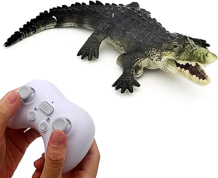 Tipmant Realistic RC Crocodile Remote Control Fish Boat Electric Animal Water Toy for Swimming Pool Lake Kids Birthday Green