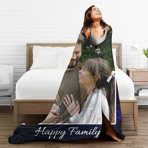 Miniatura 7 de HUGLAZY Manta personalizable familiar con fotos, texto, collages de fotos, regalo para mujeres, decoración del día de San Valentín, recuerdos,