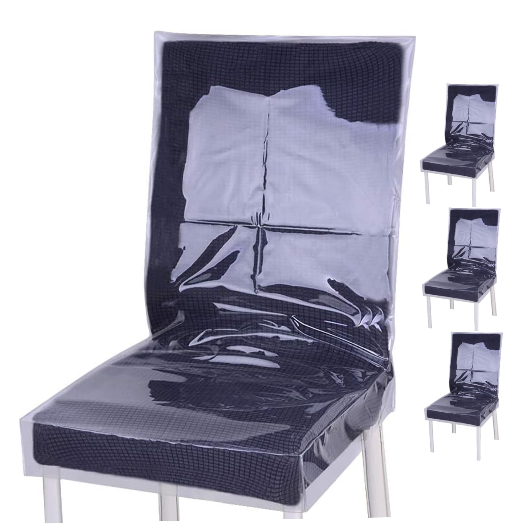 Housses de chaise imperméables et anti-poussière transparentes en plastique robuste lot de 4