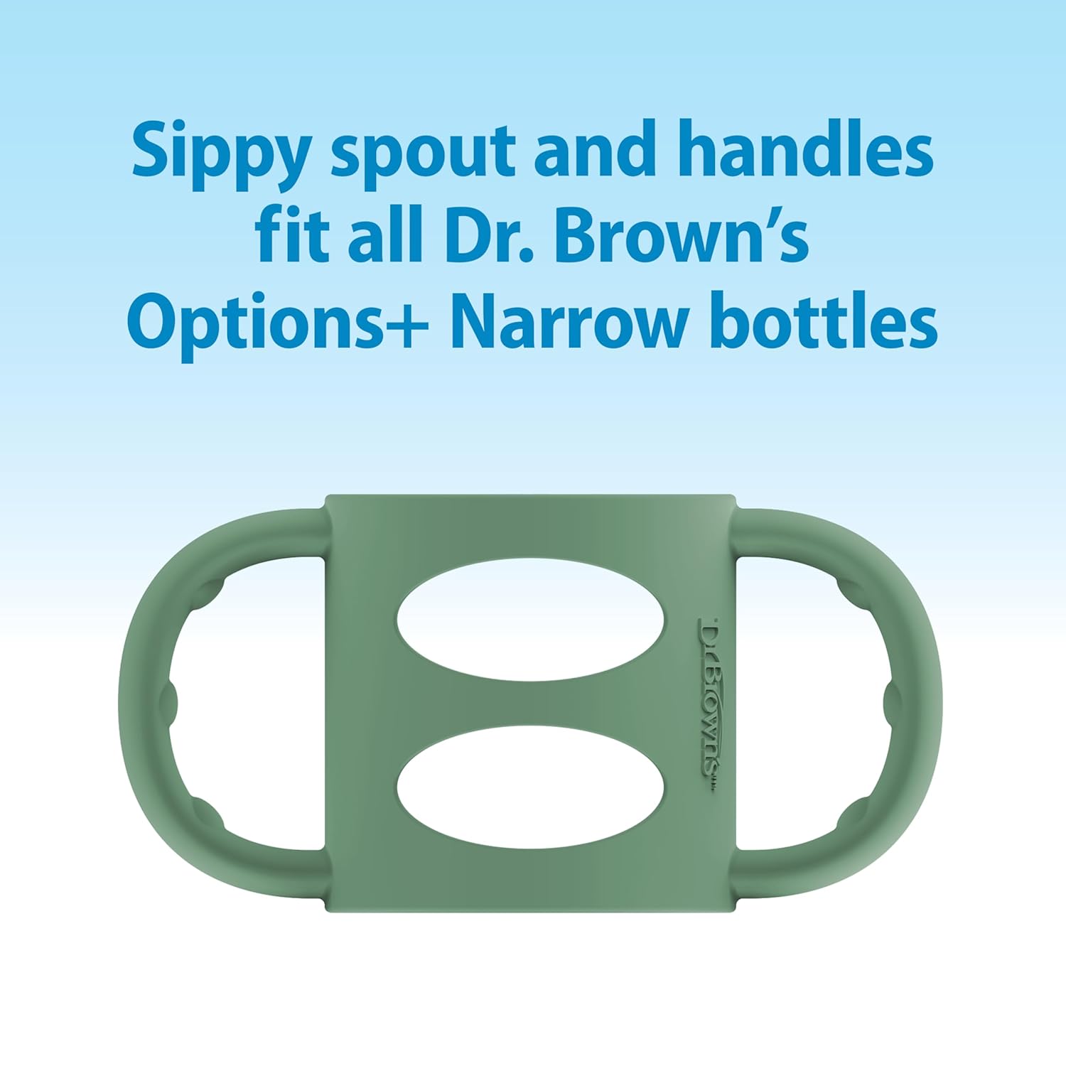 Dr. Brown's Milestones Narrow Sippy Spout Bottle with 100% Silicone Handles, Easy-Grip Handles with Soft Sippy Spout, 8oz/250mL, Green & Gray, 2-Pack, 6m+ - Image 5
