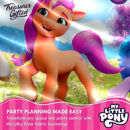 Miniatura 4 de Treasures Gifted Decoraciones de cumpleaños con licencia oficial de My Little Pony, telón de fondo de 4.25 pies de alto x 6 pies de ancho,