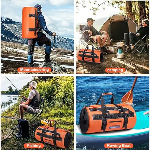 Miniatura 8 de XhuangTech Bolsa impermeable para kayak, rafting, canotaje, natación, camping, senderismo, playa, pesca, equipaje de viaje de 60 litros, bolsas de