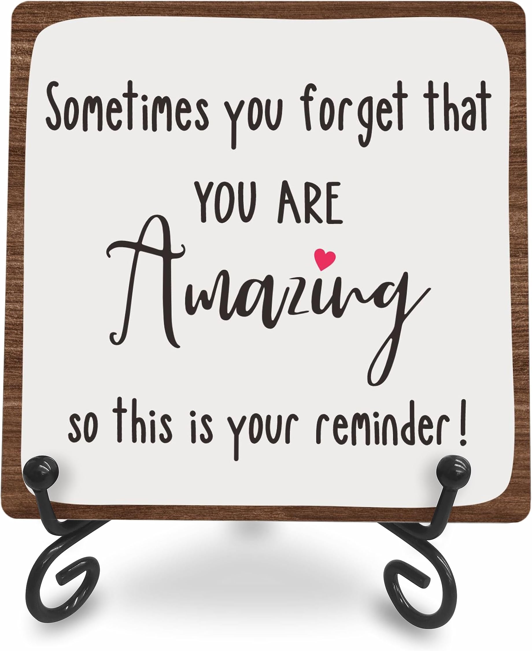 Retro Wooden Sign Gifts - You Are Amazing! - Home & Office Inspirational Gifts For Women And Man， Wood Plaque With A Metal Stand, Wooden Decorations - A09