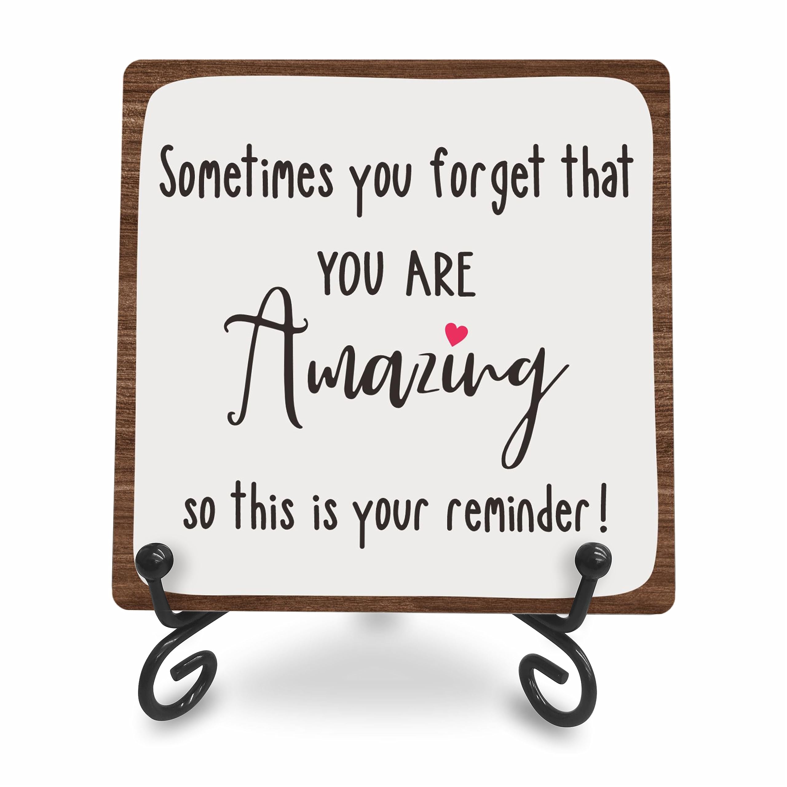 Retro Wooden Sign Gifts - You Are Amazing! - Home & Office Inspirational Gifts For Women And Man， Wood Plaque With A Metal Stand, Wooden Decorations - A09