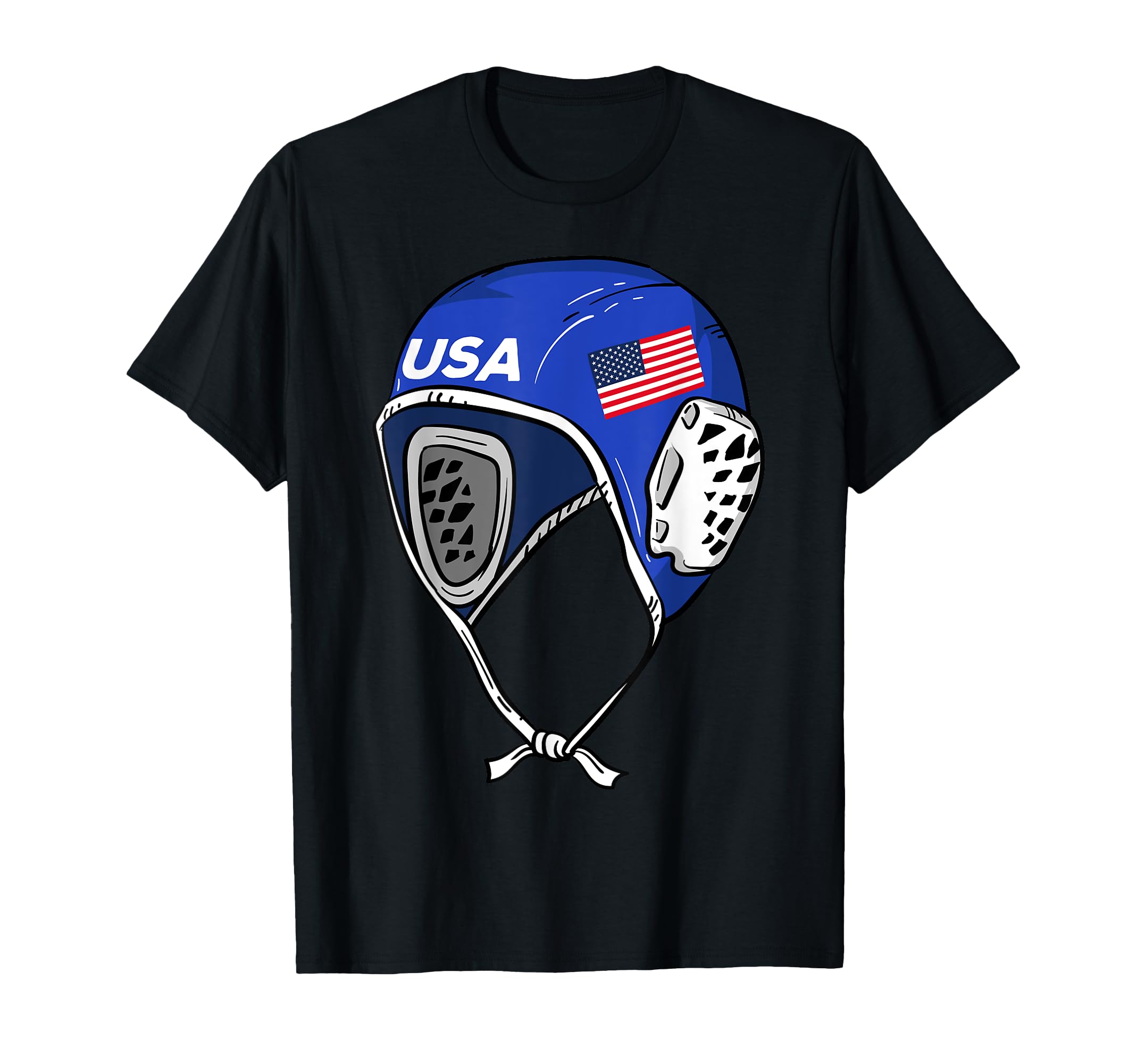 Water Polo Cap Patriotic Player American Flag Swimmer Fan T-Shirt