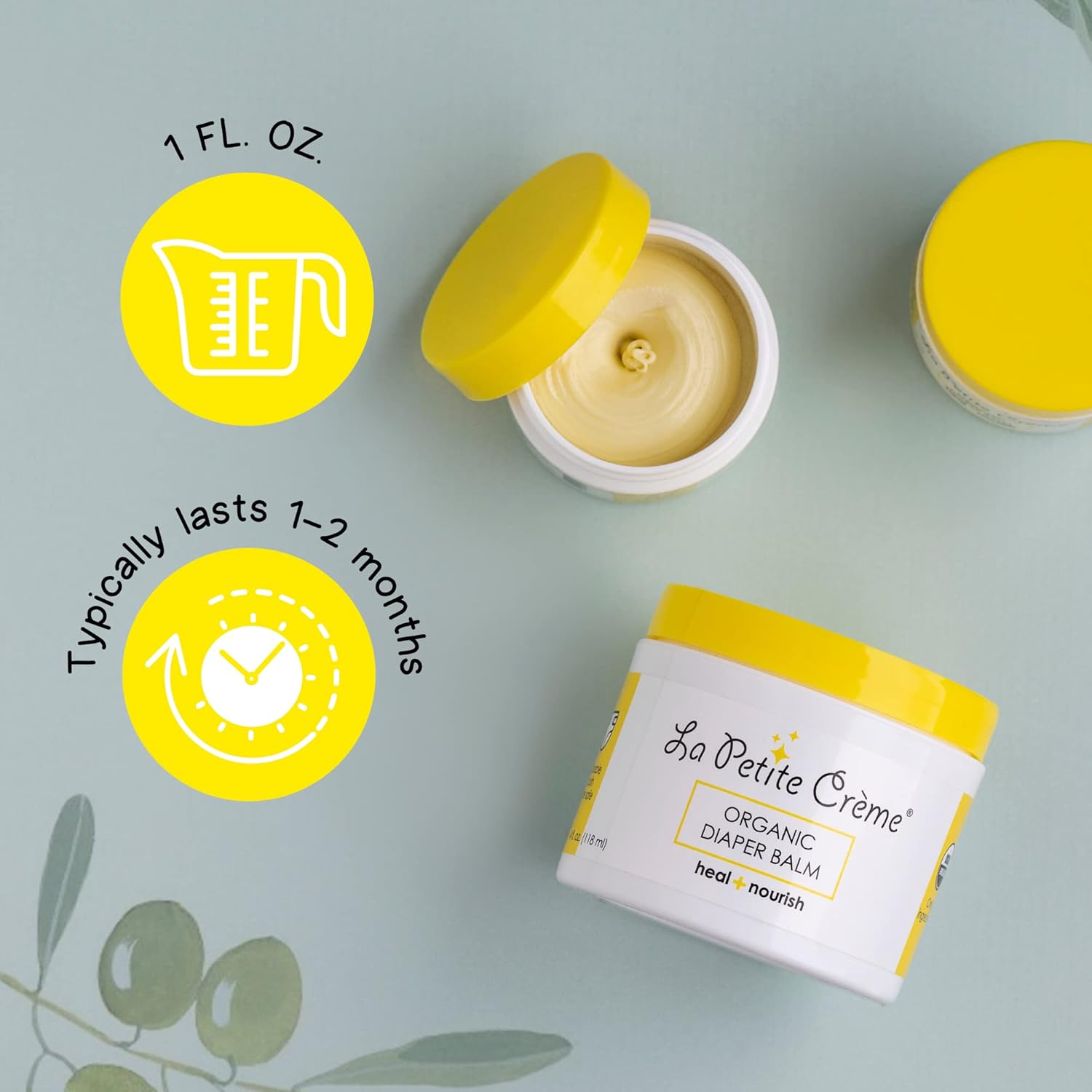 La Petite Creme French All-Natural Diaper Balm - Healing & Nourishing Diaper Cream - Gentle & Safe Baby Balm with USDA Certified Organic Beeswax and Olive Oil - Baby Essentials for Newborn (1 oz) : Baby