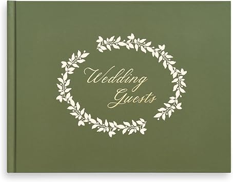 &And Per Se Green Patterned Wedding Guest Book with Photo Spot Elegant Hardcover Sign-in Book for Nature-Themed Weddings, Baby Showers & Special Events Botanical Memory Keepsake Album