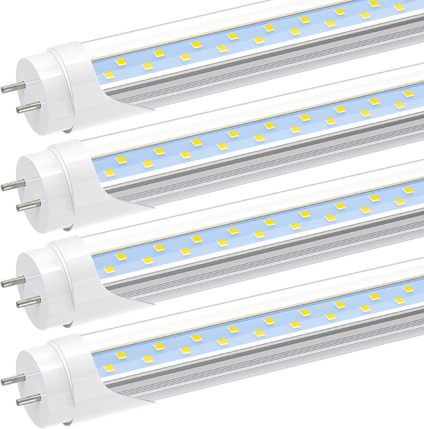 JESLED T8 LED 4FT Type A+B Light Bulbs, 24W(65W Equivalent), 3200LM, 6000K, Plug and Play or Ballast Bypass, 4 Foot LED Fluorescent Light Bulbs, ETL Listed, Single or Double End Powered, 4Pack