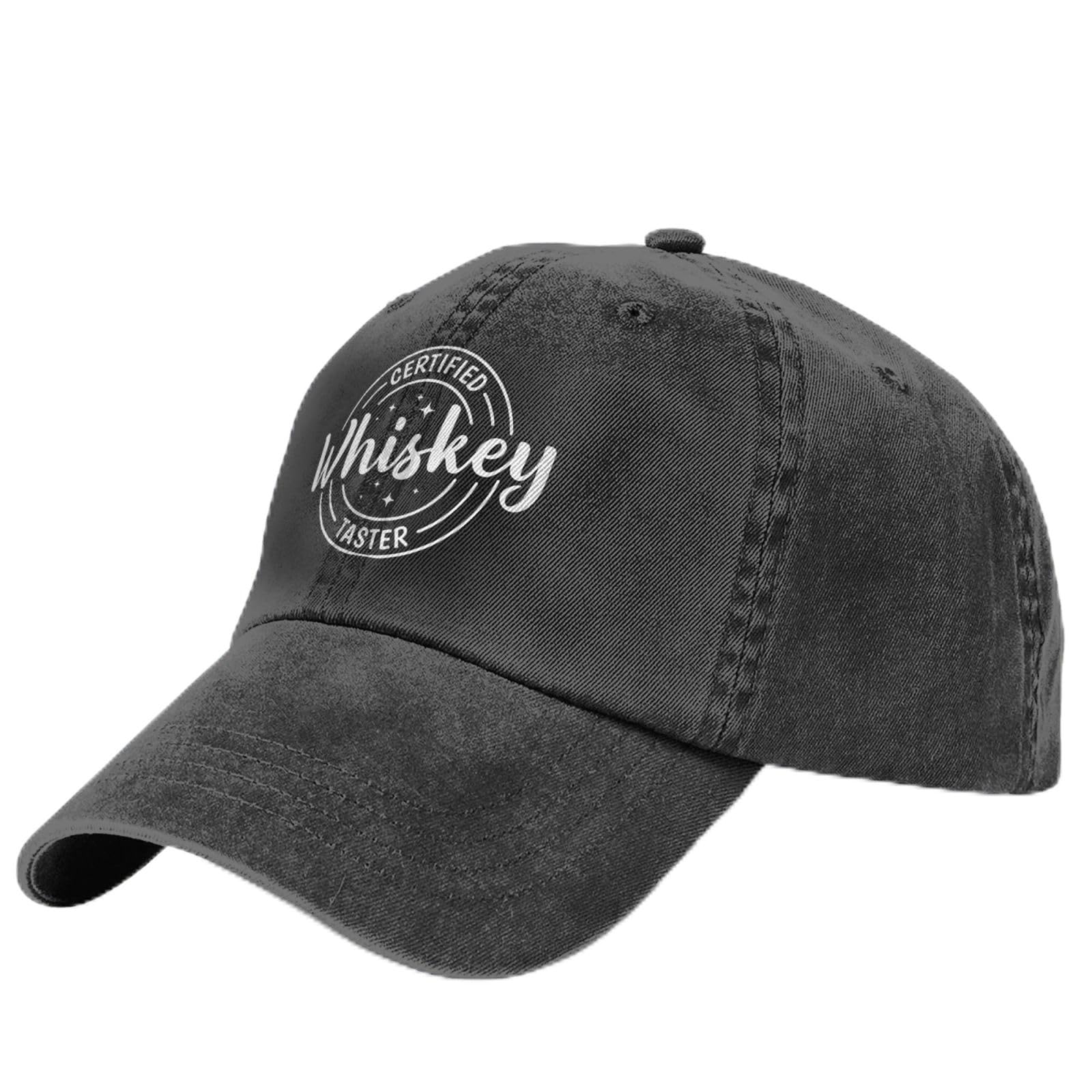 ACEPrints Certified Whiskey Taster Hat Washed Cotton Denim Baseball Cap Fashion Low Profile Dad Hat Black