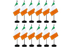 12 Pack Irish Decorations for Home - Desk Flags Set