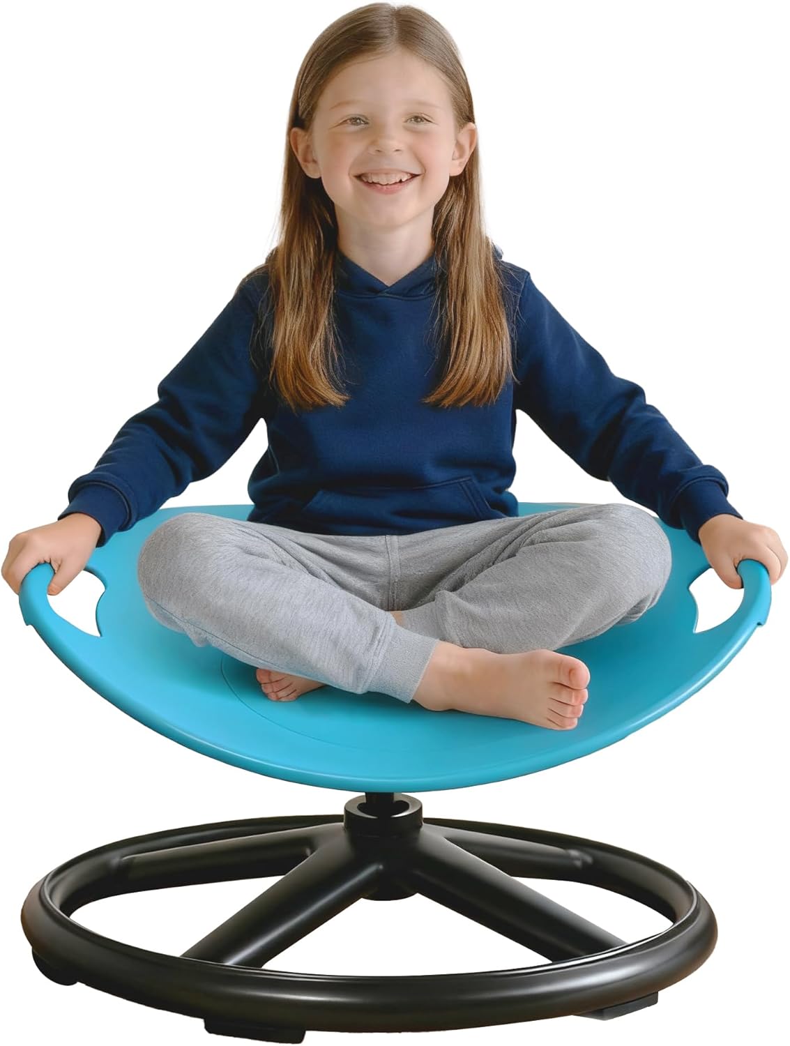 Spinning Chair for Autistic Kids, 220LBS Weight Capacity, Sensory Spinning Chair with Safety Handle & Non-Slip Design for Age 3+(Blue Oval)