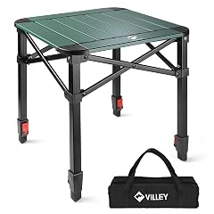 VILLEY Folding Camping Square Table with Carry Bag Lightweight Aluminum Adjustable Square Table for Outdoor Camping Picnic Backyards
