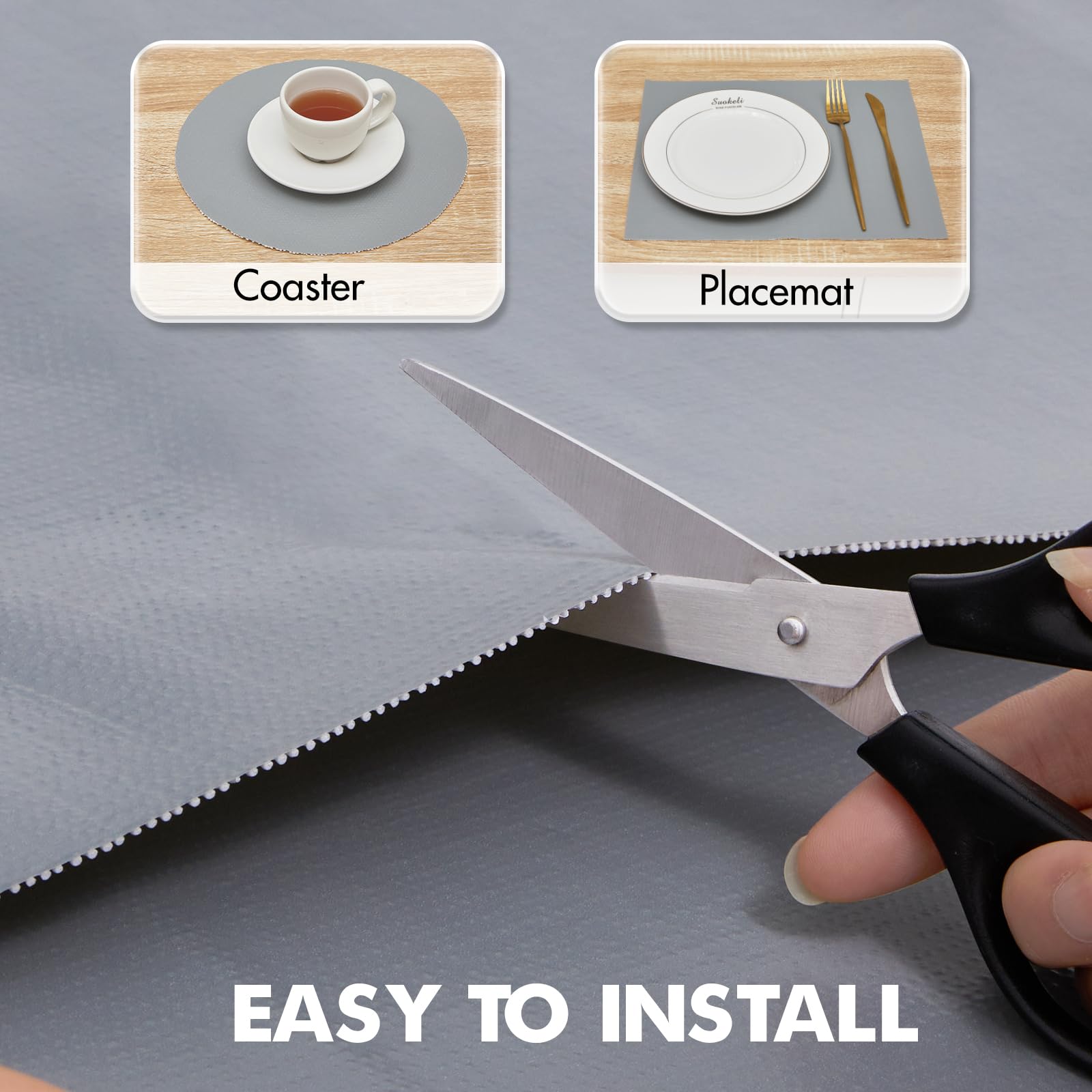 Viseeko Revestimientos para cajones y estantes para armarios de cocina: papel antideslizante no adhesivo, fuerte agarre, impermeable, fácil de limpiar para cómodas, estantes, armarios, escritorios