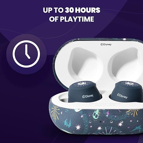 Miniatura 3 de Disney Nightmare Glow in the Dark TWS - Auriculares inalámbricos Bluetooth 5.0 compatibles con micrófono integrado y funda de recarga portátil, IPX8