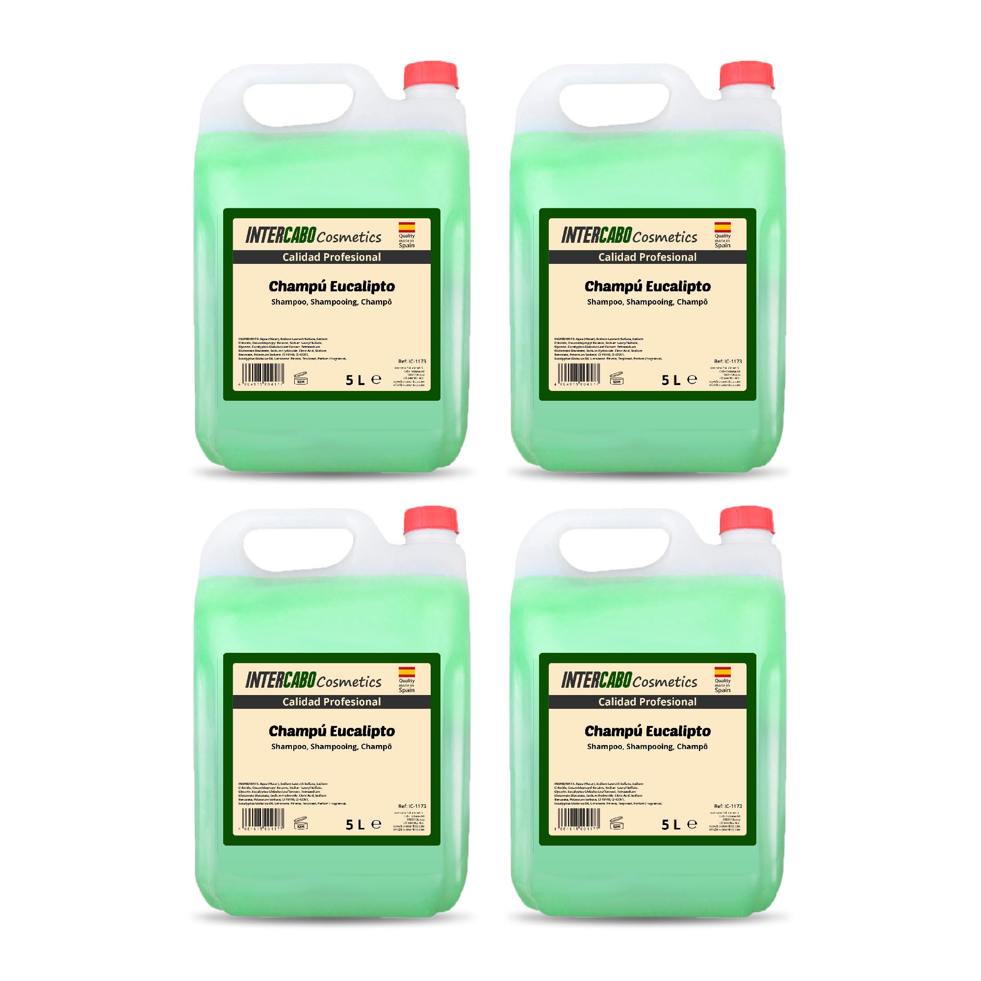 Eukalyptus-Shampoo 4 x 5 L - natürliches, pH-neutrales Haarshampoo mit erfrischendem Eukalyptusduft - sanfte Reinigung und Pflege für alle Haartypen - Großpackung für Spender und tägliche Anwendung