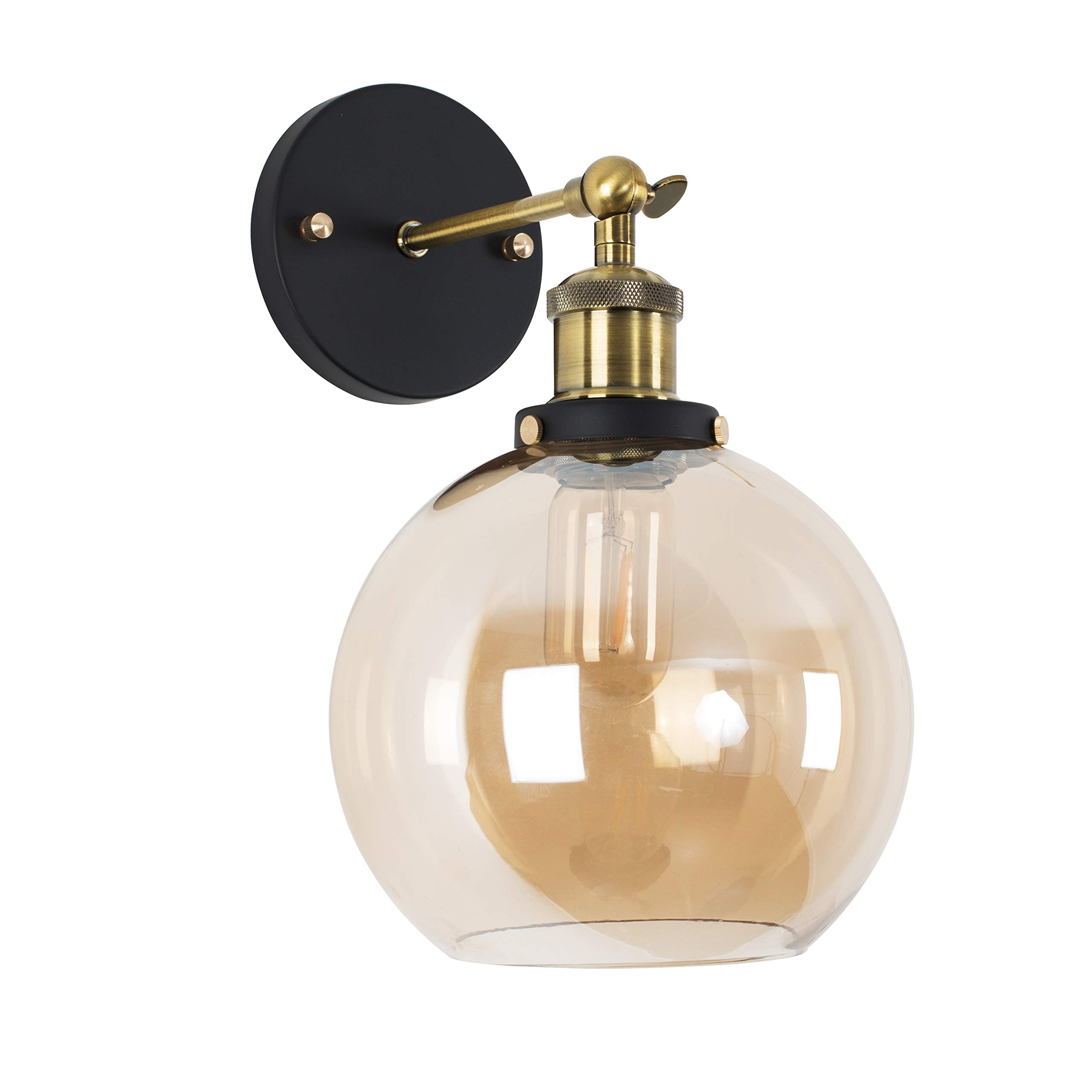 Industrial Antique Brass And Black Metal Wall Light Fitting With