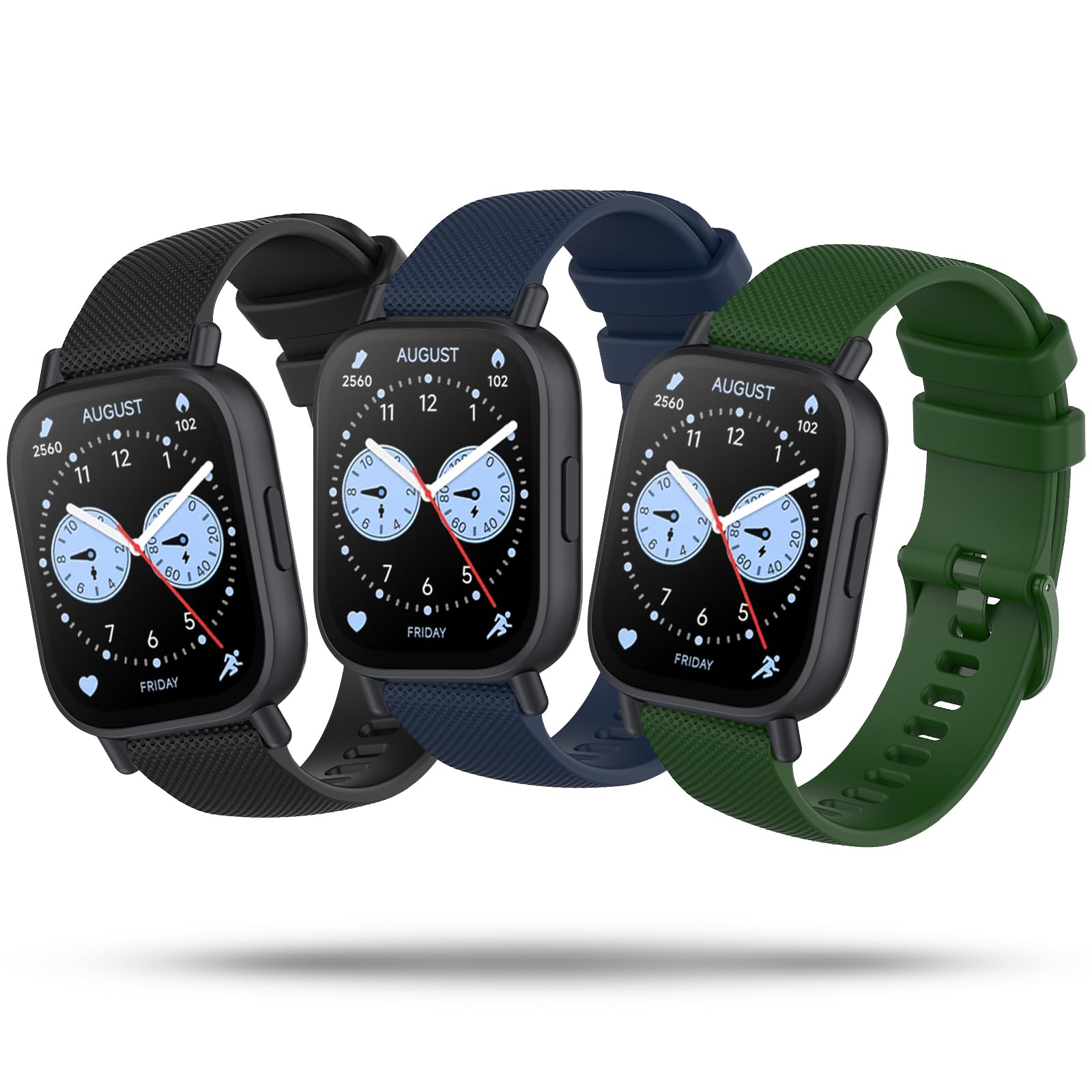 3 Piezas 22mm Correas Compatible con Xiaomi Redmi Watch 5 Active/5 Lite &Amazfit Active Max, Pulsera de Repuesto de Ajustable, Silicona Suave, Deportiva y Impermeable, Altamente Transpirable