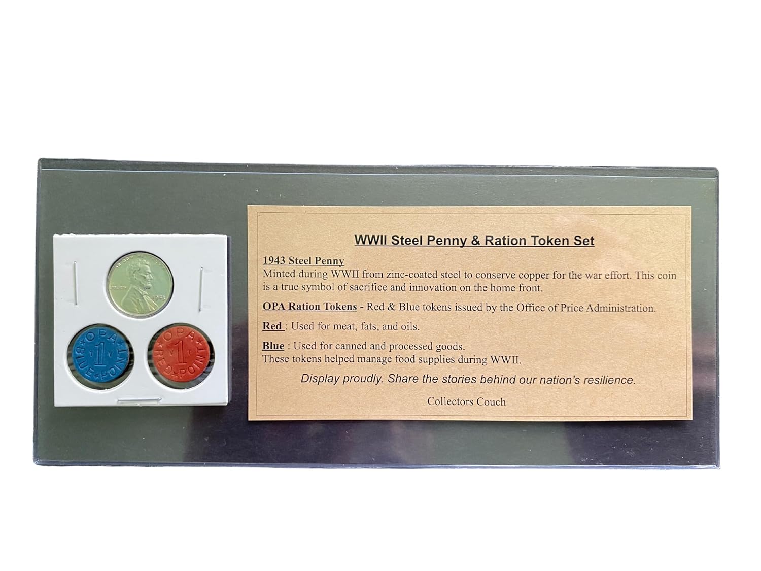 WWII Steel Penny & Ration Token Set – 1943 Wartime Lincoln Cent + Red ...