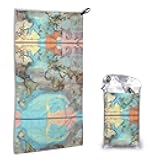 LPLSNWS Cartoon World map Quick-Drying Beach Towel, 16x31.5 inches, for Swimming, Camping, Travel, and as an Outdoor Blanket.