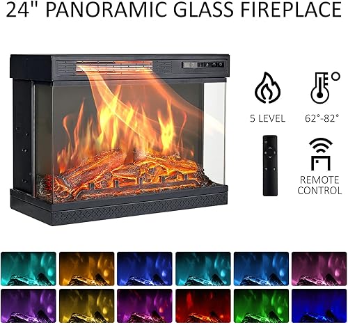 Miniatura 2 de LUXOAK Soporte de TV con chimenea eléctrica de vidrio de 3 lados, centro de entretenimiento multimedia de 59 pulgadas con gabinete de almacenamiento