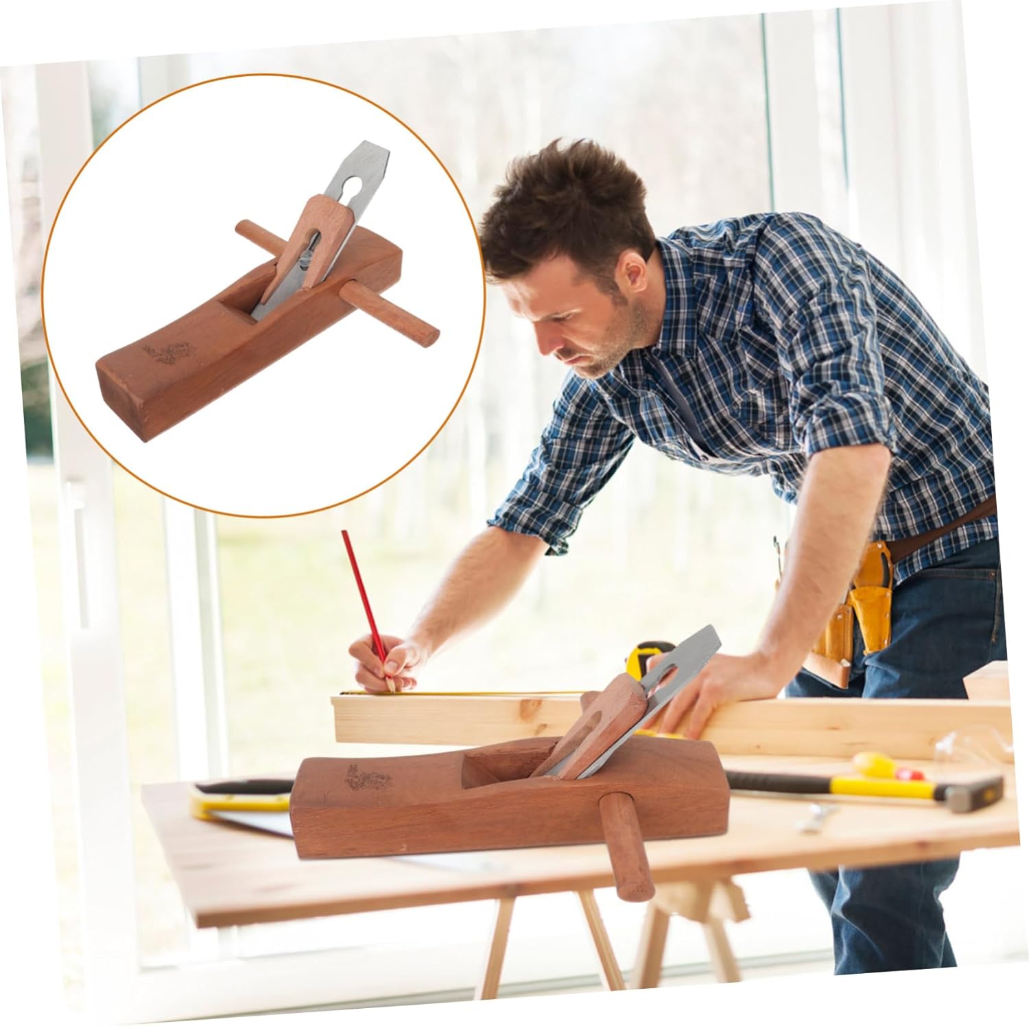 Uonlytech Handheld Wooden Planer Tool for DIY Woodworking Precision Carpenter Hand Plane Polishing Function for Woodcraft and Sculpting Projects