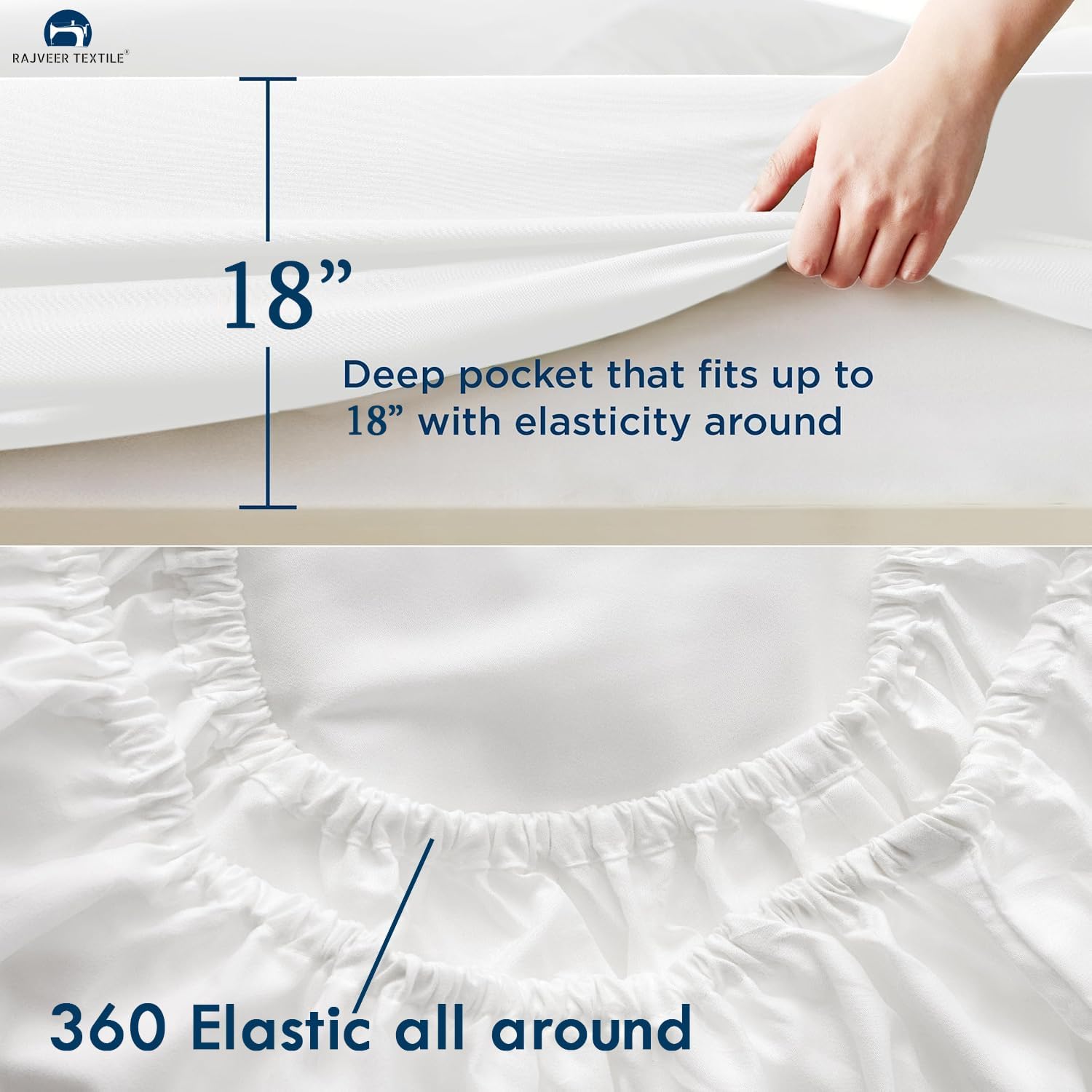 Microfiber Bed Sheet Set – 4 Pcs Luxury Microfiber Bedding | Ultra Soft, Breathable | 18” Deep Pocket Fitted Sheet + Flat Sheet + 2 Pillow Covers King Size, Ivory Color