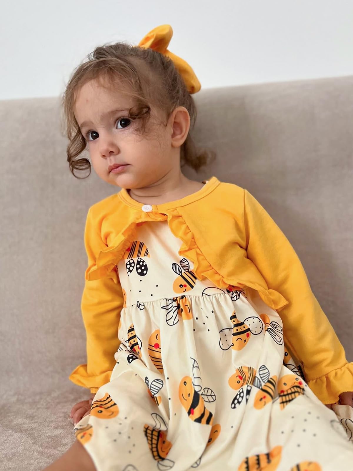 Miipat Bambina Abitini con Set di Abbigliamento Cardigan Bambino Ragazza Autunno Inverno 2pcs Abiti Set Vestito Senza Maniche e Cappotto a Maniche Lunghe