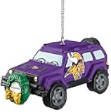 FOCO Minnesota Vikings SUV Vehicle with Wreath Holiday Ornament