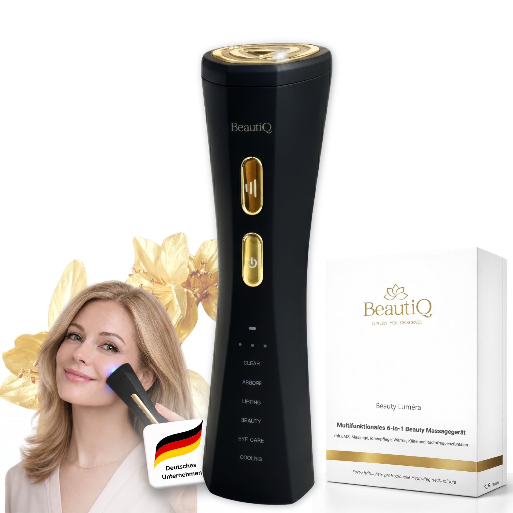 Beauty Lumèra PRO Anti-Aging & RF Gerät | Lichttherapie | 6 Funktionen in 1 Tool - Cleaning, Lifting, Beauty, Pflege, Eye-Care, Kühlung- für schöne und junge Haut | Faltenreduktion Gesicht