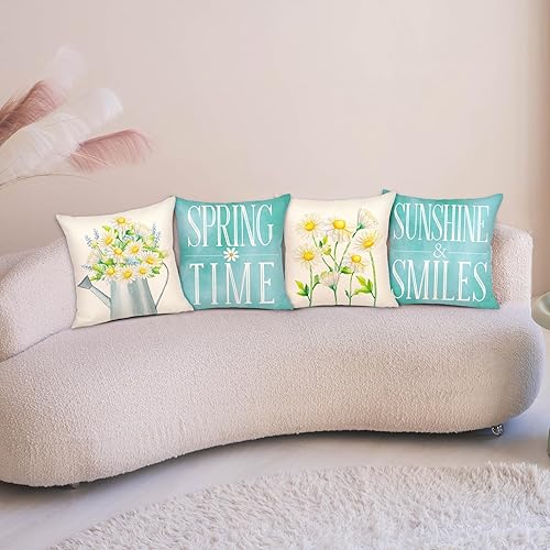 Miniatura 7 de Geefuun 4 fundas de almohada de primavera de 18 x 18 pulgadas, color rosa, para decoración del sofá del hogar